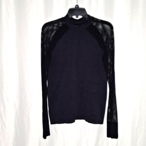 women black sport top with mesh long sleeve,